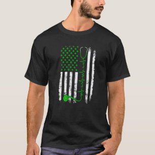 Camiseta Estetoscopio de bandera estadounidense irlandesa S
