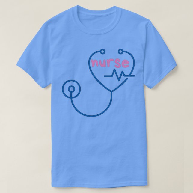 Camiseta estetoscopio de corazón azul para loversfunn de en (Diseño del anverso)