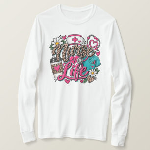 Camiseta Estetoscopio de Corazón con Impresión de Leopardo
