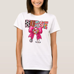 Camiseta Estetoscopio de lazo coqueto de patrón mixto color
