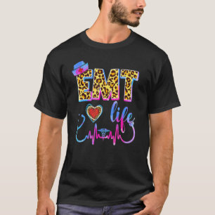 Camiseta Estetoscopio de vida de EMT de Tie Dye de leopardo