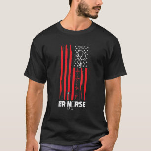 Camiseta Estetoscopio Enfermera Urgencias Bandera Americana