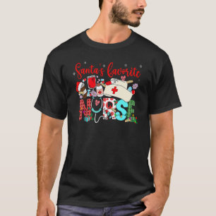 Camiseta Estetoscopio Leopardo Enfermera Favorita Navideña