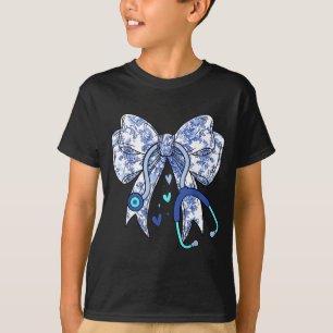 Camiseta Estetoscopio Médico Enfermera Lazo Coqueta Azul Fl