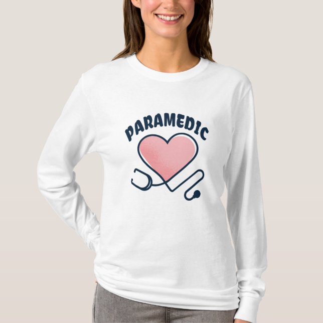 Camiseta Estetoscopio paramédico con corazón (Anverso)