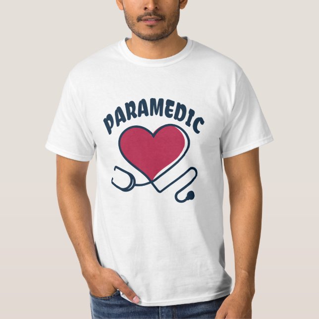 Camiseta Estetoscopio paramédico con corazón (Anverso)