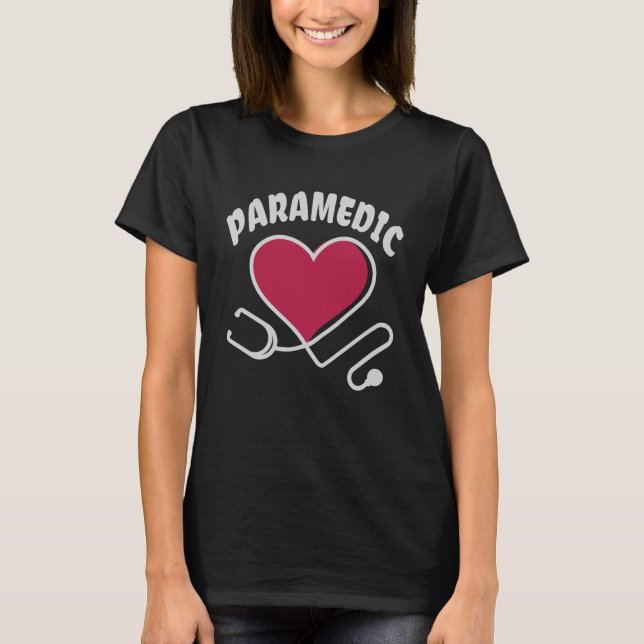 Camiseta Estetoscopio paramédico con corazón (Anverso)