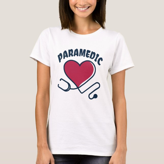 Camiseta Estetoscopio paramédico con corazón (Anverso)