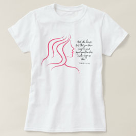 Camiseta Esther 4:14 Biblia sobre silueta rosada