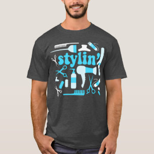 Camiseta Estilinx27 Blue Hair Stylist Salon Barber Curling