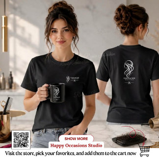 Camiseta Estilista de cabello Uniforme de salón negro blanc