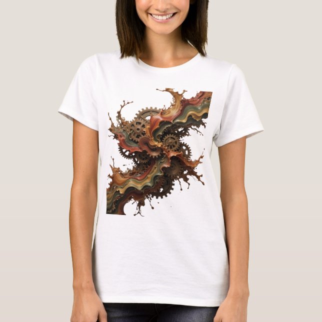 Camiseta Estilizadas RUEDAS DE CHOCOLATE Y OLAS de Plata (Anverso)