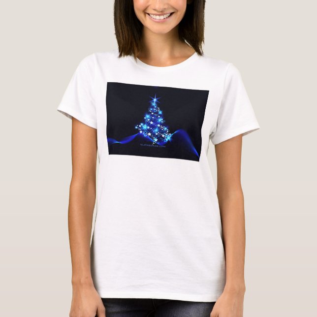 Camiseta estilizado árbol de Navidad SlipperyJoe azul brill (Anverso)