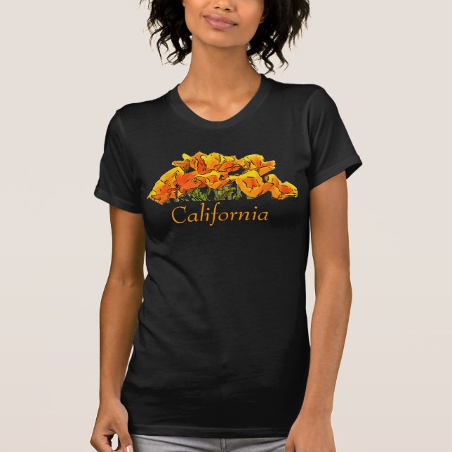 Camiseta Estilizado California Poppy Art, texto "California (Anverso)