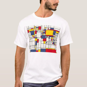 Camiseta Estilo abstracto de Mondrian del mapa del mundo