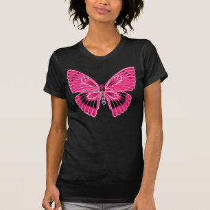 Camiseta Estilo Art Nouveau Mariposa Rosa caliente