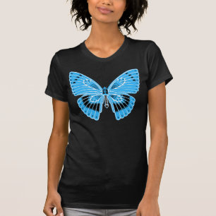 Camiseta Estilo Art Nouveau Mariposa Turquesa Azul