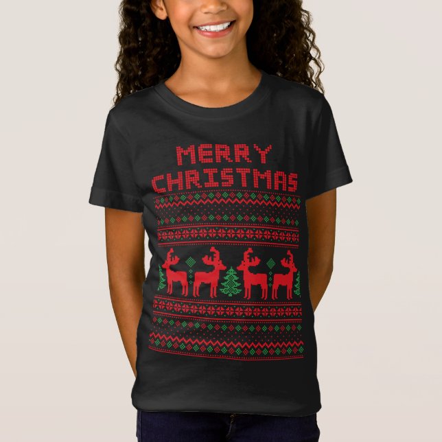 Camiseta estilo arte pixel NAVIDAD FELIZ (Anverso)
