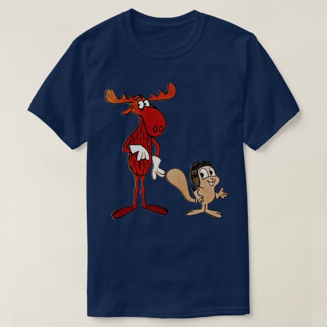 Camiseta Estilo auténtico Rocky y Bullwinkle angustiado (Diseño del anverso)