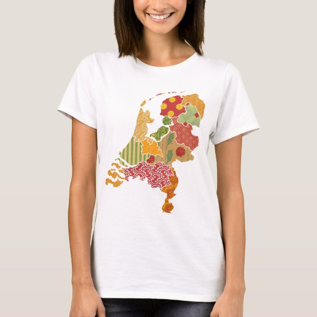 Camiseta Estilo bohemio del remiendo del mapa de la (Anverso)