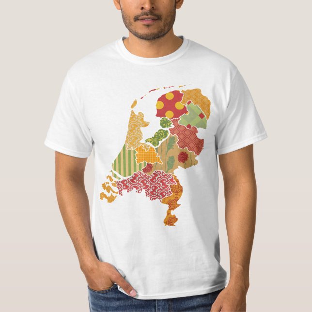 Camiseta Estilo bohemio del remiendo del mapa de la (Anverso)