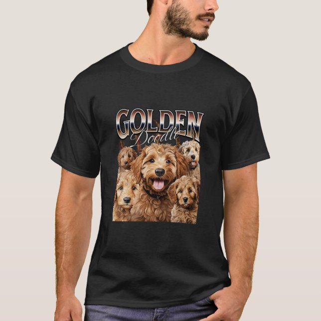 Camiseta Estilo Bootleg Rap Tee Goldendoodle Perro diseño l (Anverso)
