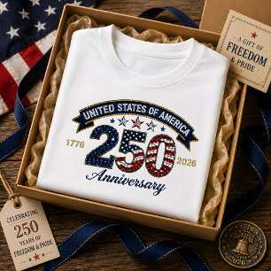 Camiseta Estilo Brillante Patriótico del 250 Aniversario de
