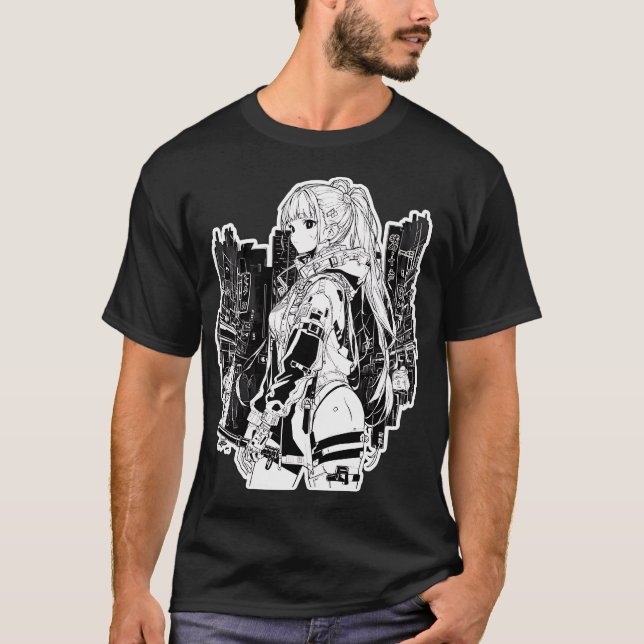 Camiseta Estilo chica ciberpunk (Anverso)