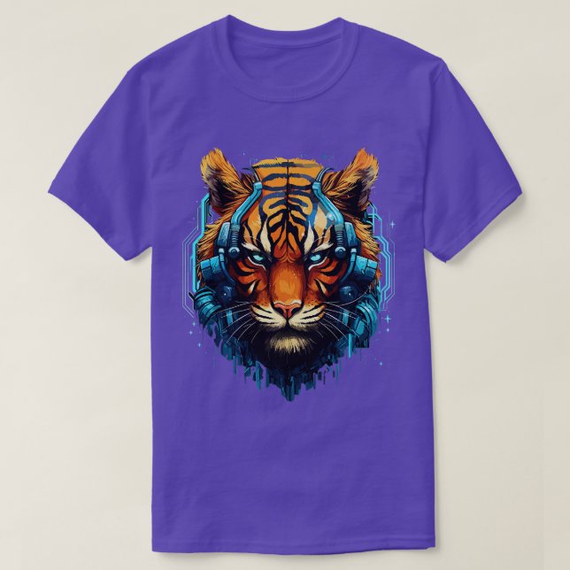 Camiseta Estilo ciberpunk tigre (Diseño del anverso)