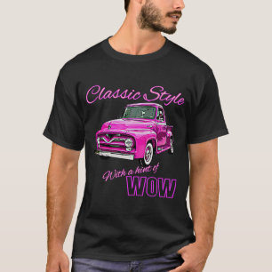 Camiseta Estilo clásico con un toque de camioneta rosa WOW