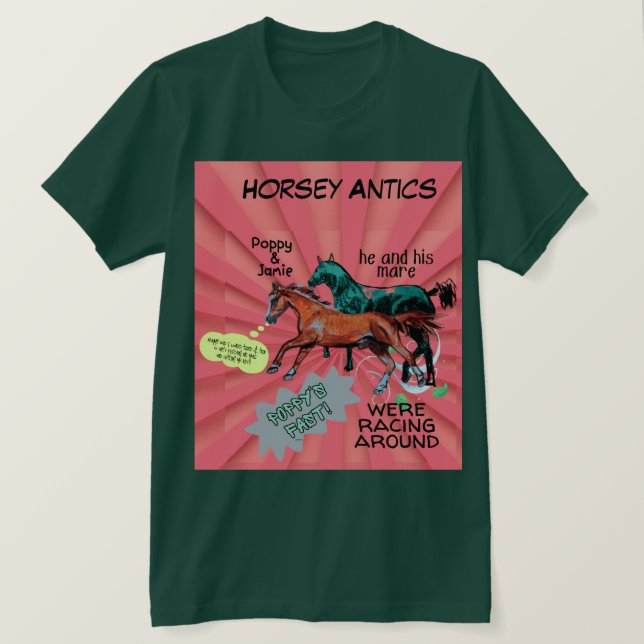Camiseta estilo cómic horsey antics T-Shirt (Anverso del diseño)