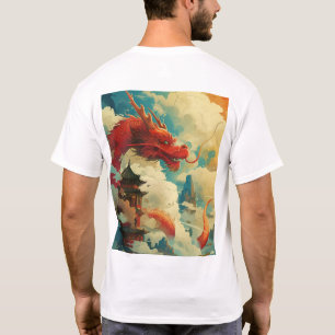 Camiseta estilo Cómic Rojo Dragón Chino Tradiciona