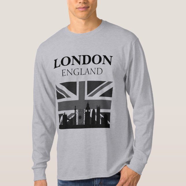 Camiseta Estilo Cool Negro Gris Londres Union Jack (Anverso)