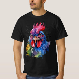Camiseta Estilo de acuarela de pollo de gallo de campo