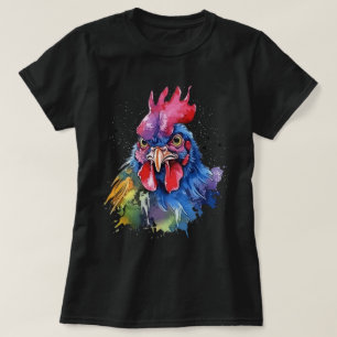 Camiseta Estilo de acuarela de pollo de gallo de campo