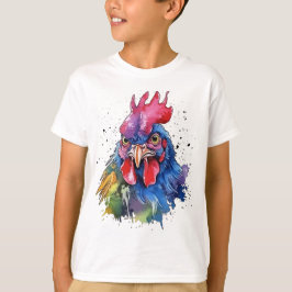Camiseta Estilo de acuarela de pollo de gallo de campo
