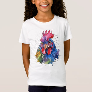 Camiseta Estilo de acuarela de pollo de gallo de campo