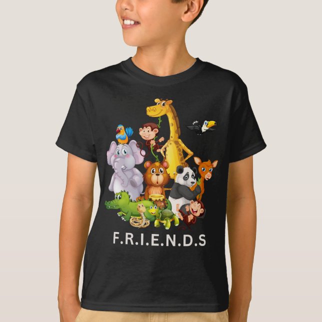 Camiseta Estilo de amistad zoológico de animales (Anverso)