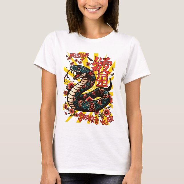Camiseta Estilo de anime de serpiente de madera verde - Año (Anverso)