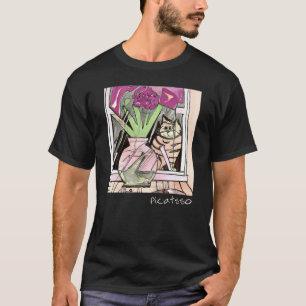 Camiseta Estilo de arte cubismo Picatsso Gato en la ventana