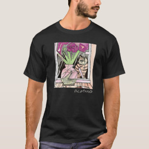 Camiseta Estilo de arte cubismo Picatsso Gato en la ventana