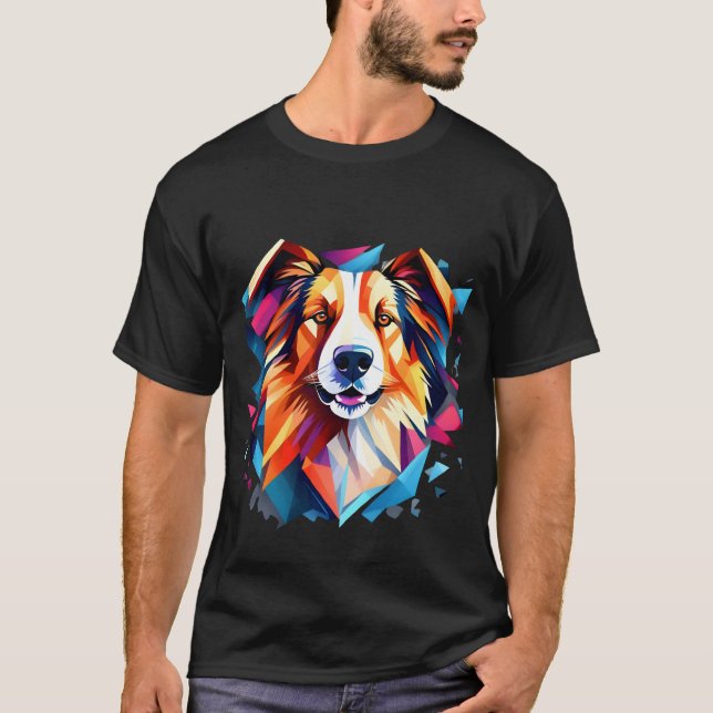 Camiseta Estilo de arte de cubismo de perro (Anverso)