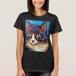 Camiseta Estilo de arte de la calle con retrato de gato
