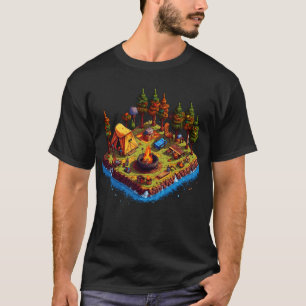Camiseta Estilo de arte de Pixel en Camp Site