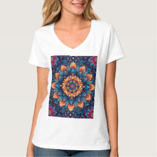 Camiseta Estilo de arte digital de flor de mandala-23907.