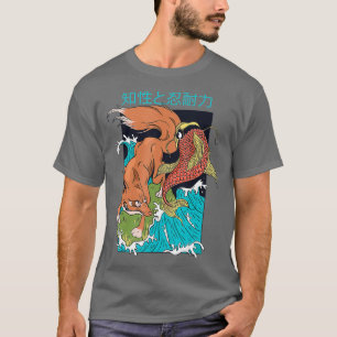 Camiseta Estilo de arte japonés - peces zorro y koi