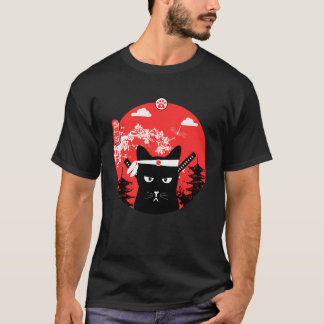 Camiseta Estilo de arte Ninja de diseño de gato japonés vin