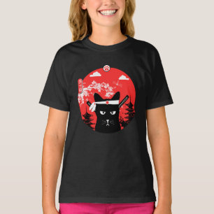 Camiseta Estilo de arte Ninja de diseño de gato japonés vin