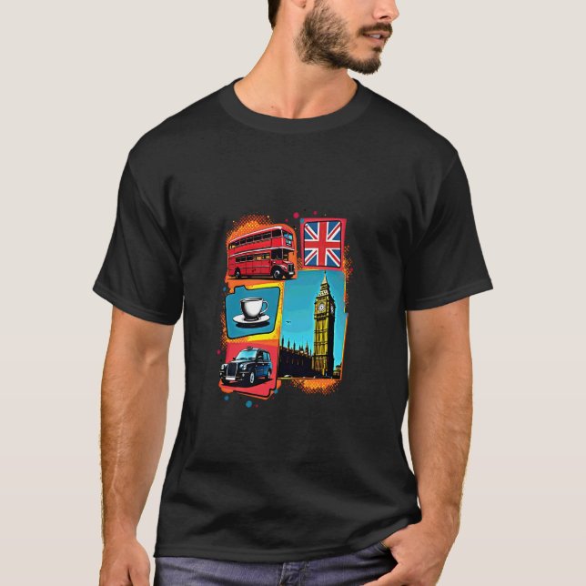 Camiseta Estilo de arte pop retro de Londres (Anverso)
