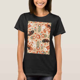 Camiseta Estilo de arte popular sin costuras de carpa koi –